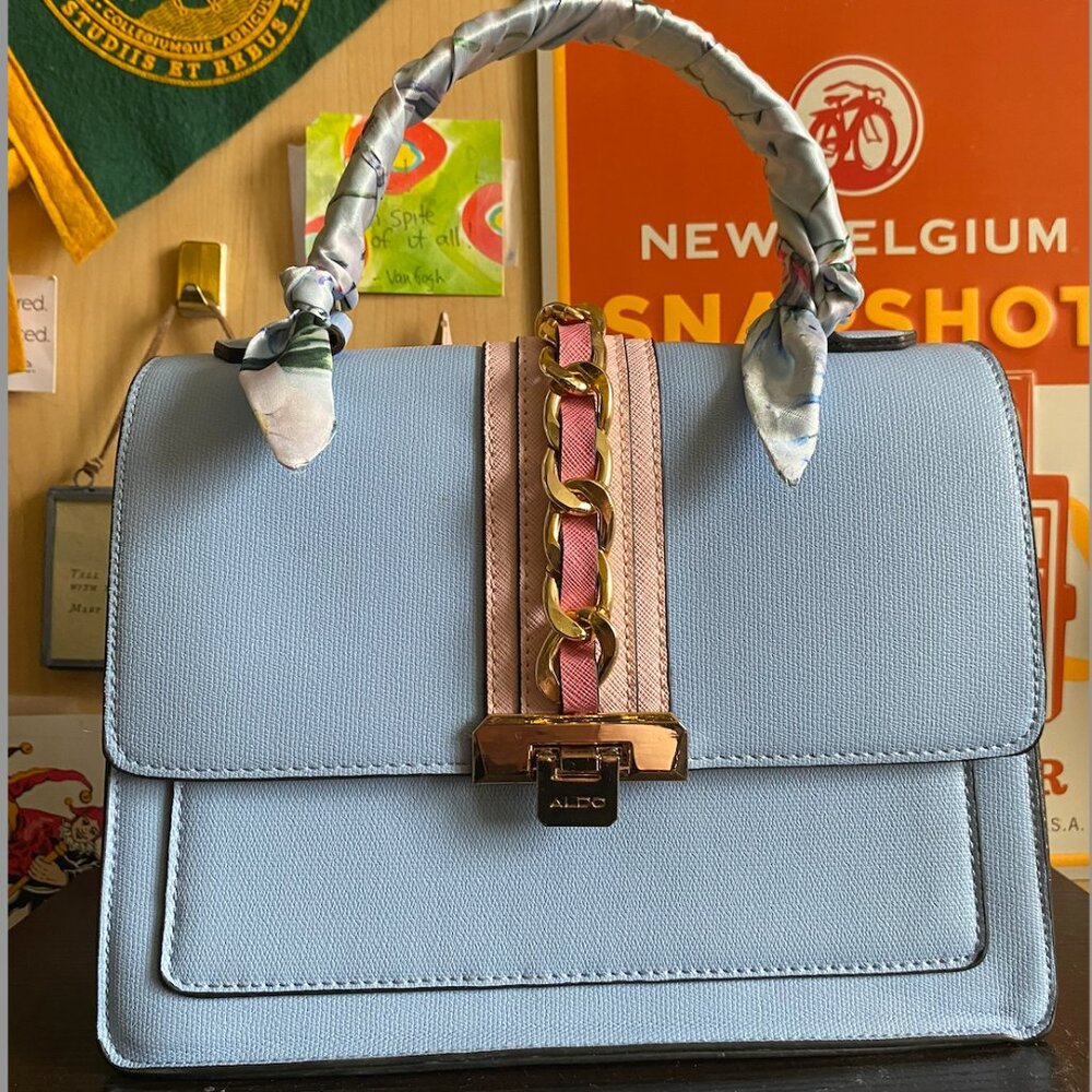 Aldo Pastel Bag (with Cross Body Strap and Silk Scarf Detail)